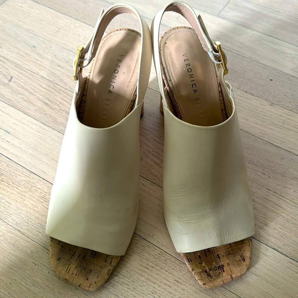 Veronica Beard cork sling backs